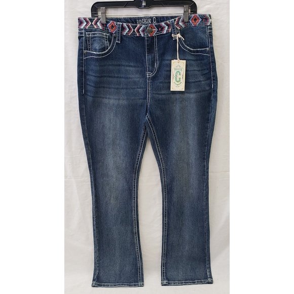 Rockin C Jeans ~ New with tags ~ Distressed Denim Blue ~ Sz 34 - Picture 2 of 11
